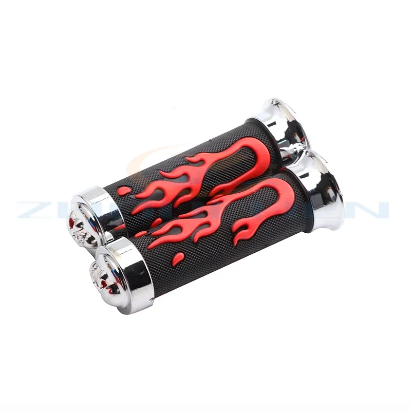 Universal 22/24mm 7/8 Zoll Motorrad Skeleton Gummi Griff für Harley Honda Yamaha Suzuki Roller Image