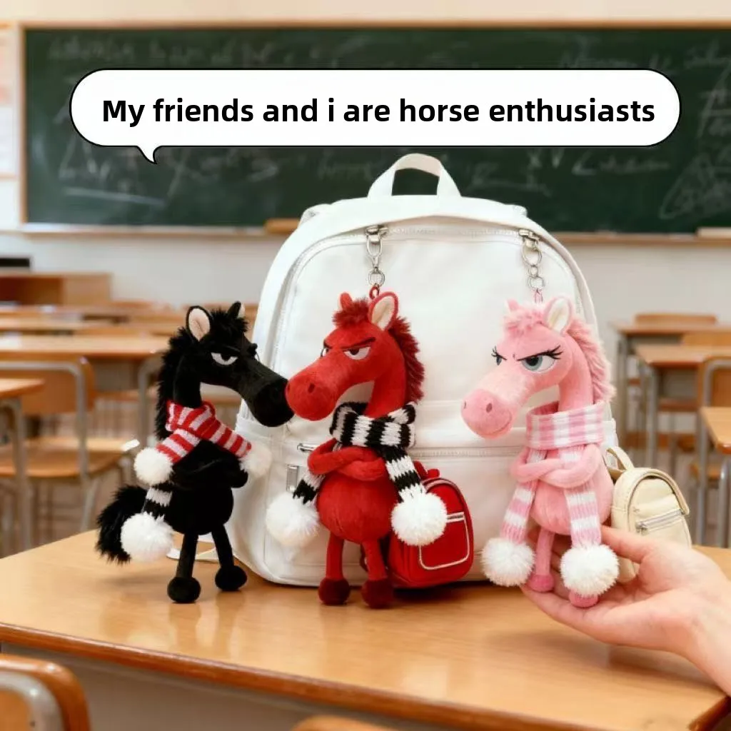 Simulation Pferd Plüschtier, Pony Across The River Plüschtier, Pferd Plüschtier mit Stoff Zebra Schwarzes Pferd Weißes Pferd