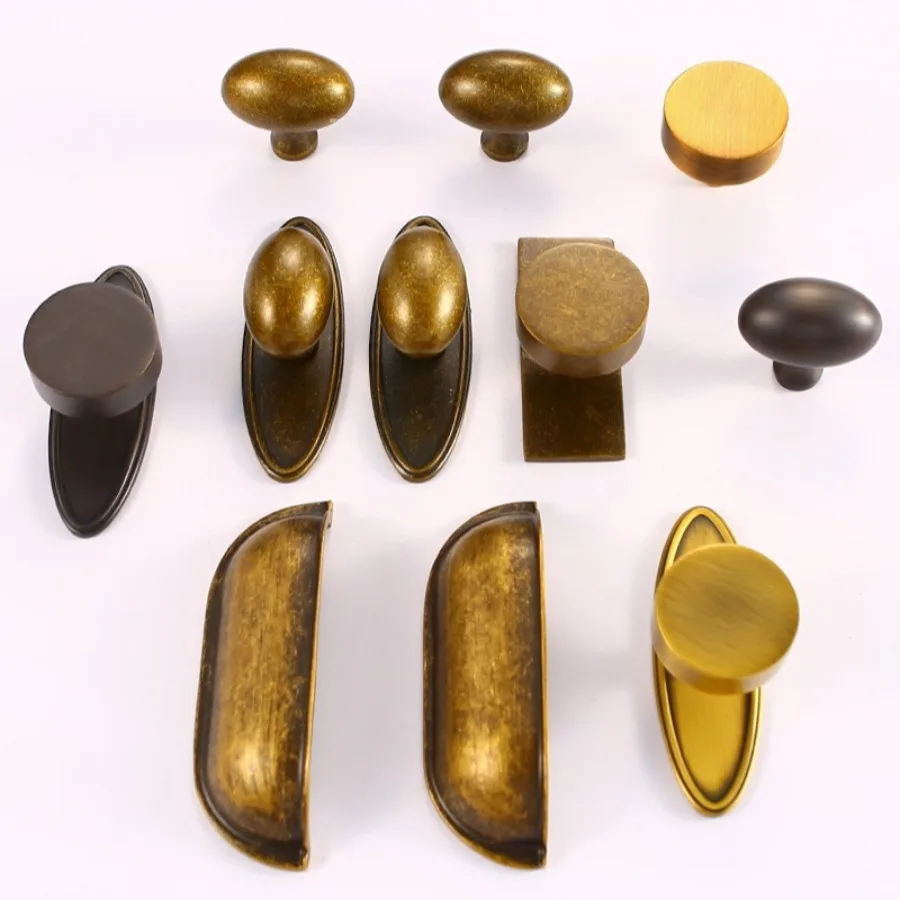Nordische Vintage Messing Knöpfe und Griffe für Schubladen Bronze Küchenschrankgriffe Hardware Passgriffe für Möbel Image