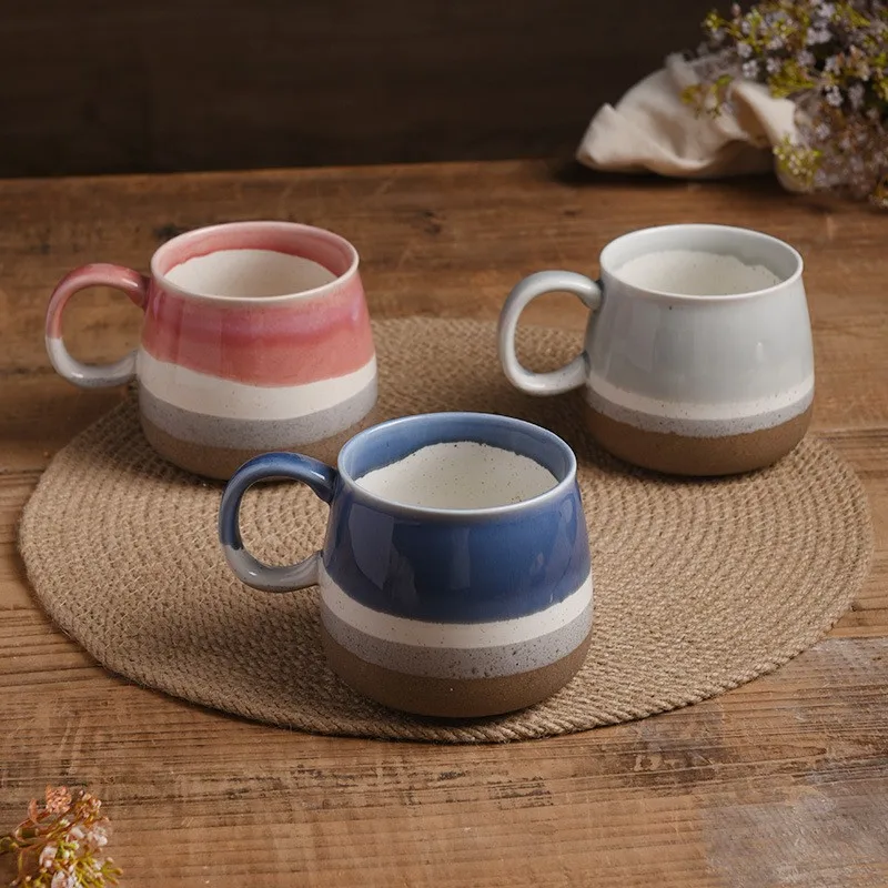 Ofenveränderte glasierte Keramiktasse im nordischen Stil, große Kapazität, Büro-Trinkbecher, Frühstückstassen aus Kaffee, niedliche Tassen, Trinkgeschirr Image