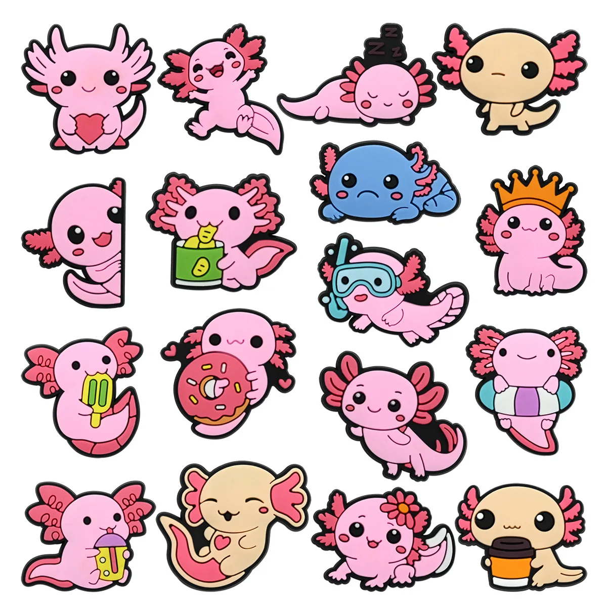 17 teile/satz Nette Rosa Salamander tier Serie für Schuh Charms Zubehör DIY Dekoration für Klassische Clog Weihnachten Geschenke