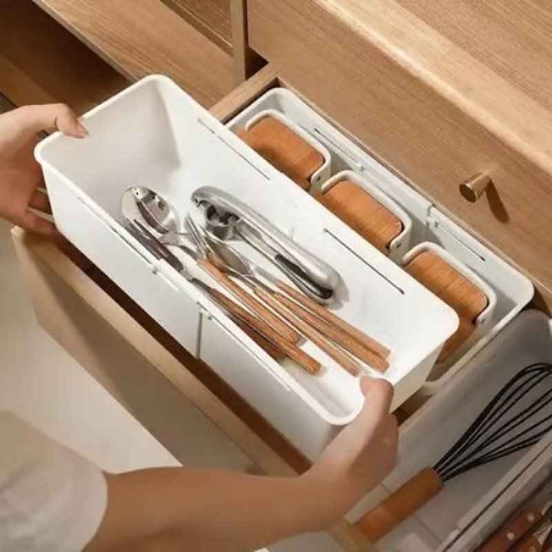 2 Pack Expandable Storage Drawer Organizers, Adjustable Desk Drawer Organizer for Home, Drawer Storage for Office, Closet, Makeup Stationery