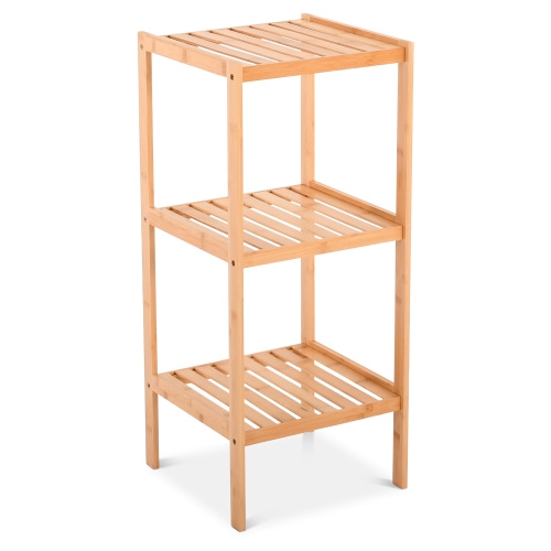 Badregal & Standregal, Bambus, 3 Böden, 79 cm hoch, Standregal aus Holz & Aufbewahrungsregal für Bad, Küche oder Wohnraum | Raburg Keda Image