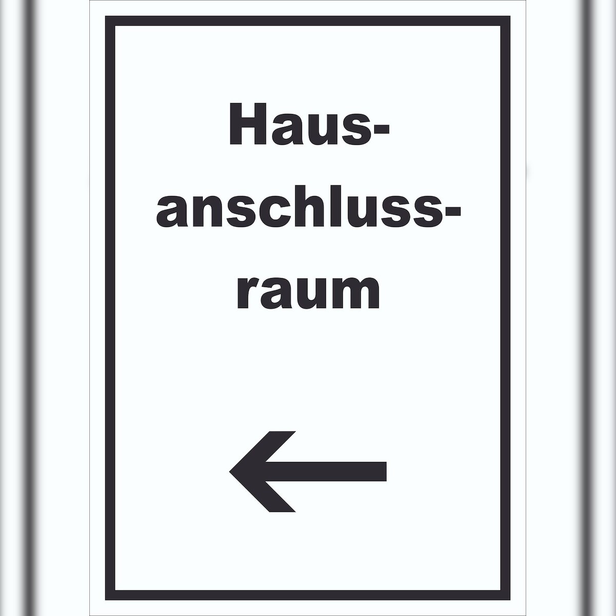 HB-Druck Hausanschlussraum Schild mit Text und Richtungspfeil links HAR hochkant A1 Rückseite selbstklebend Image