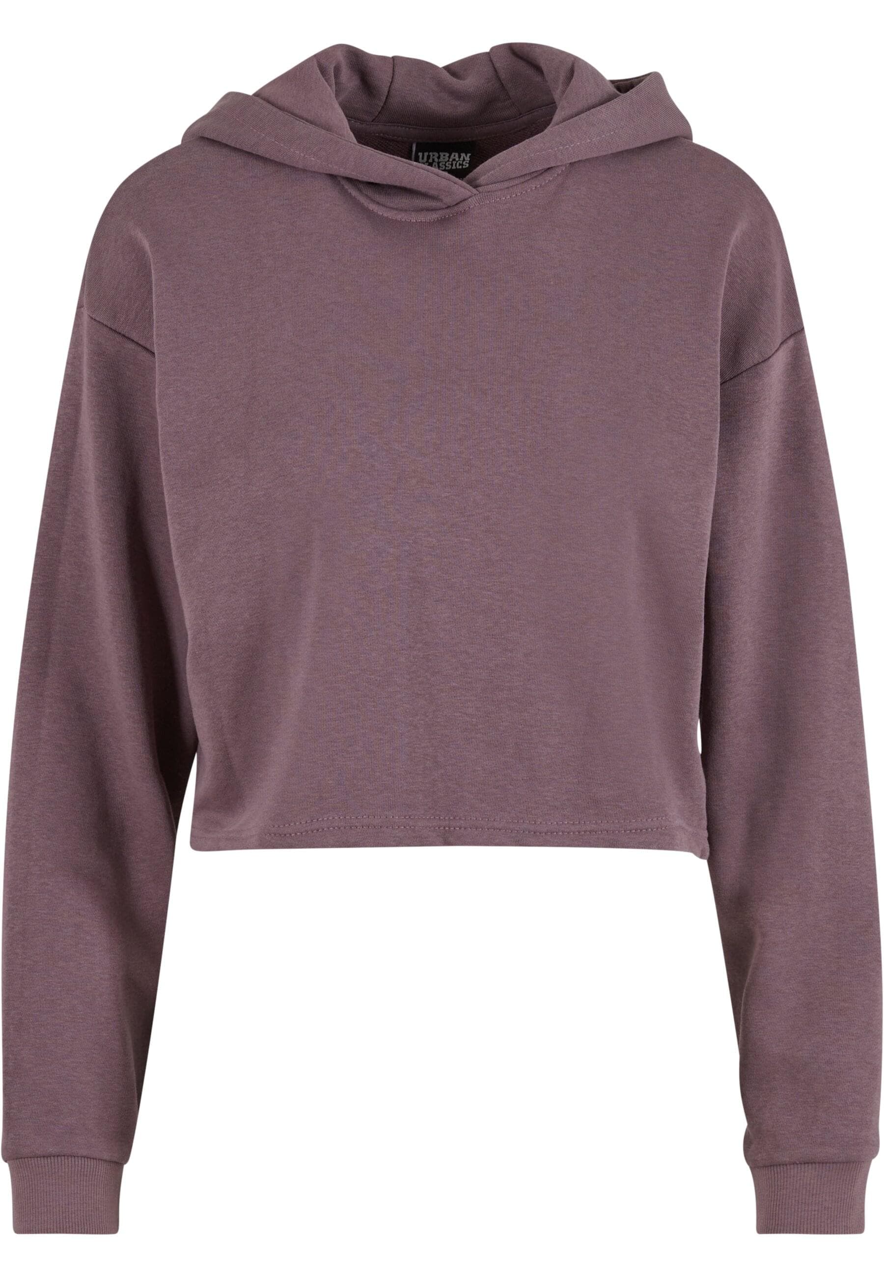Kapuzenpullover URBAN CLASSICS "Urban Classics Damen Ladies Oversized Cropped Light Terry Hoodie", Damen, Gr. L, fadedlila, 35% Baumwolle, 35% Baumwolle (Bio), 30% Polyester, unifarben, normal, ohne Ausschnitt, Pullover Kapuzenpullover