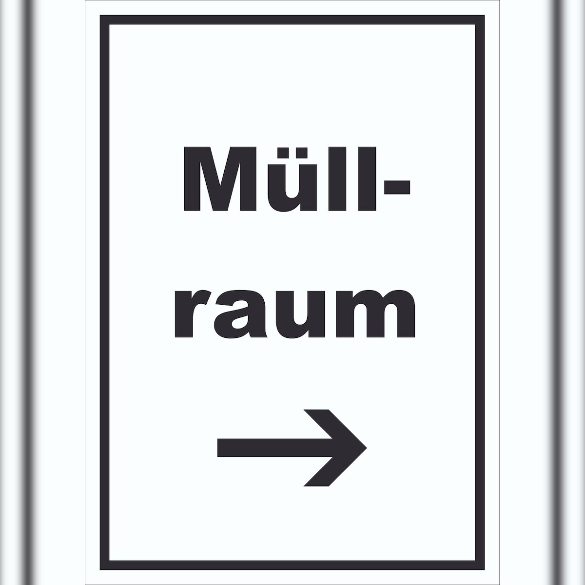 HB-Druck Müllraum Schild mit Text Richtungspfeil rechts Abfall Mülltrennung hochkant A5 (148x210mm) Image