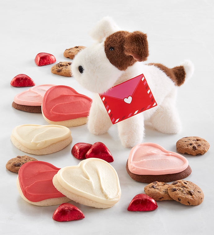 Valentine Plush Gift And Treats by Cheryl's Cookies
