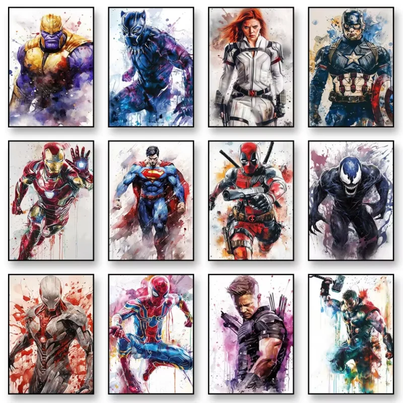 Malen nach Zahlen Hand Marvel Super Heroes Erwachsenenbausatz Spiderman Iron Man DIY Acrylfarbe Kunstwerk Geschenk Heimdekoration Image