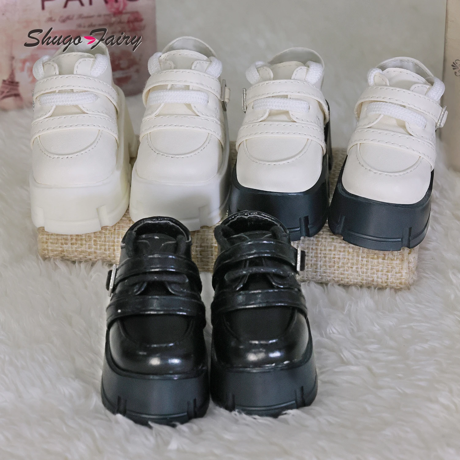 1/4 BJD Puppenschuhe, dicke Plateau-Aufzugslederstiefel für MSD-Größe, passend für Luts/Bär-Füße, hochwertige Shuga-Feenstiefel WX4-405