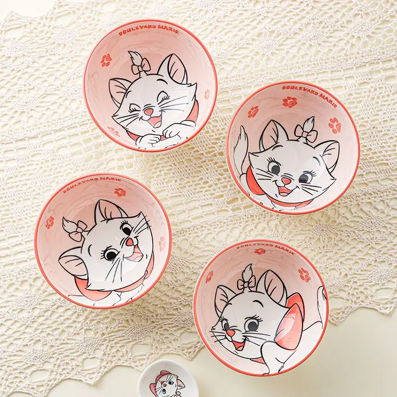 Disney 4 teile/satz haushalt cartoon mary katze keramik reis schüssel küche geschirr reis schüssel nette keramik geschirr mädchen geschirr Image