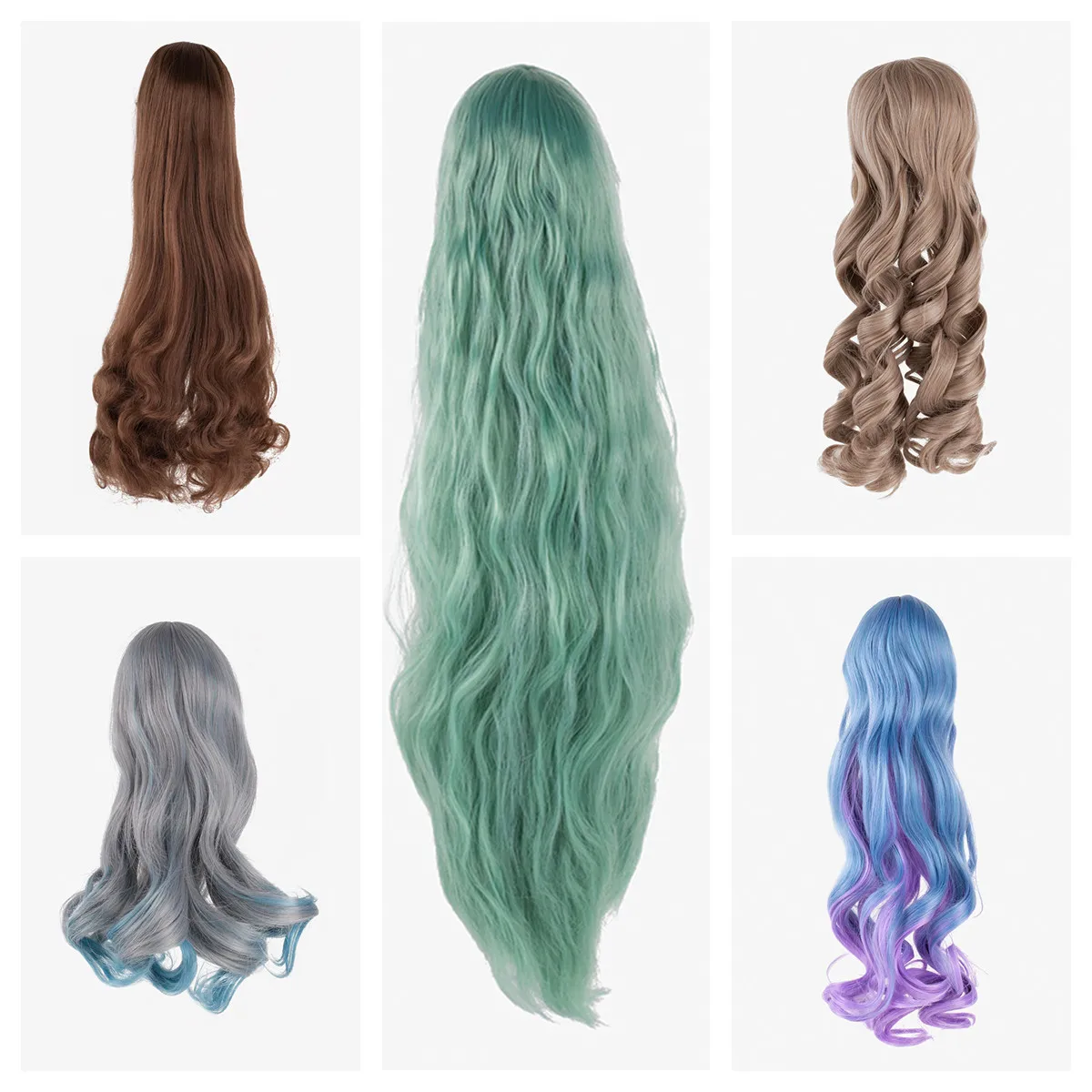 Qualität 60 cm Puppe Perücke 1/3 Puppe Zubehör Schwarz Weiß Rot Braun Rosa Kaffee Farbe Puppe Haar Gerade Kurve geflecht Pony Dekore Image
