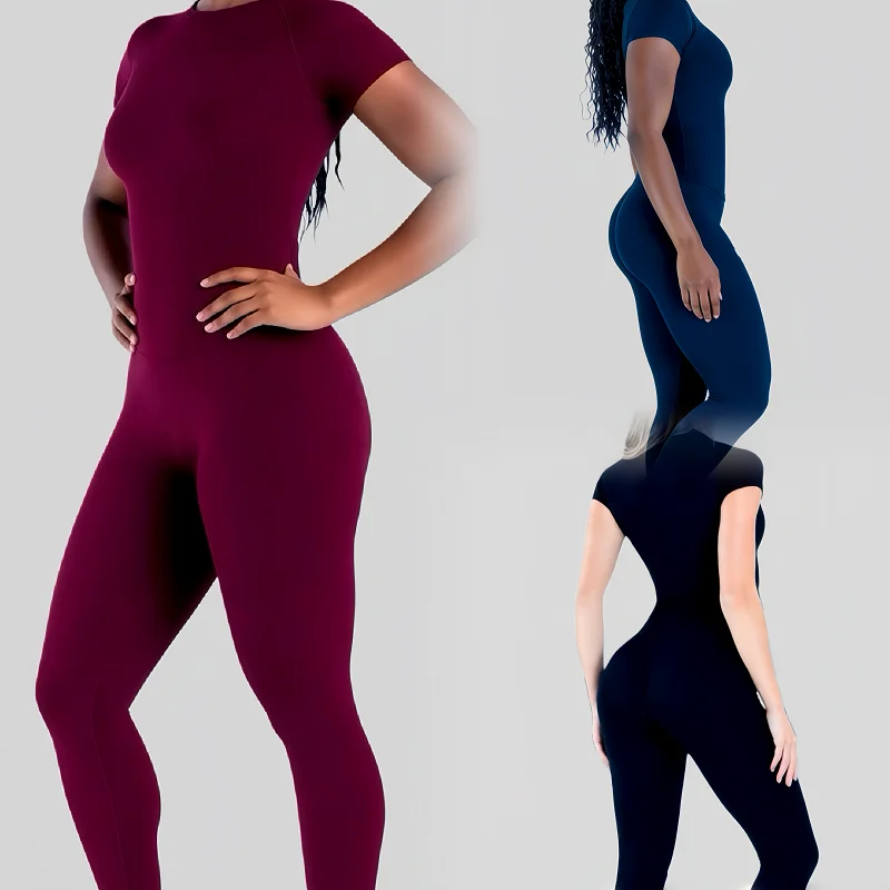 Ensemble de sport 2 pièces : haut de yoga sans couture à manches courtes et leggings de sport pour femme, idéal pour l'entraînement, la course et la gym