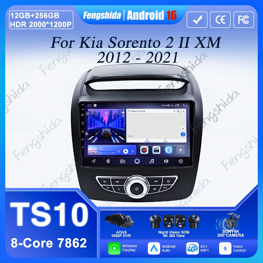Android 15 Für Kia Sorento 2 II XM 2012 2013 2014 2015-2021 Auto Radio Multimedia Video Player navigation stereo GPS KEINE 2 din Image