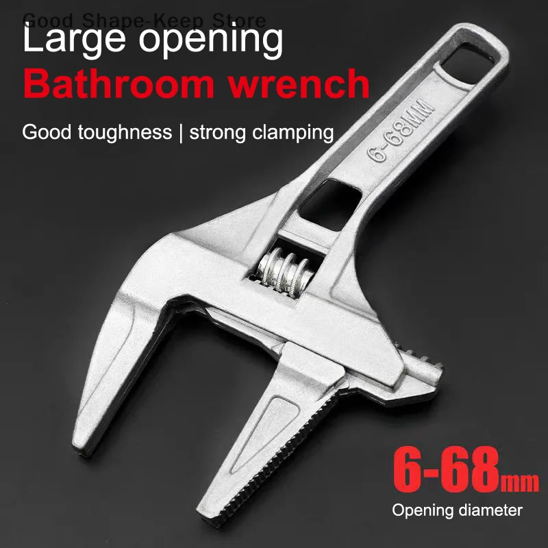Mini-verstellbarer Schraubenschlüssel, Badezimmer-Reparaturwerkzeug, starke Klemmung, großer multifunktionaler Schraubenschlüssel mit offenem Ende für Sanitär und Wartung