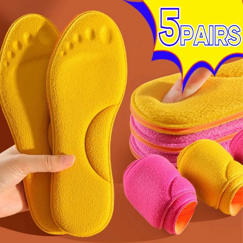 5Pairs Winter Selbst Heizung Einlegesohlen Thermostat Thermische Einlegesohle Massage Memory Foam Arch Support Schuh Pad Beheizte Pads Männer Frauen Image