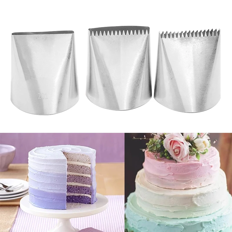 1/3 stücke extra große Edelstahl düse Zuckerguss Rohrleitungen Düsen Creme Kuchen Dekorations werkzeuge Gebäck Spitze Fondant Back zubehör Image