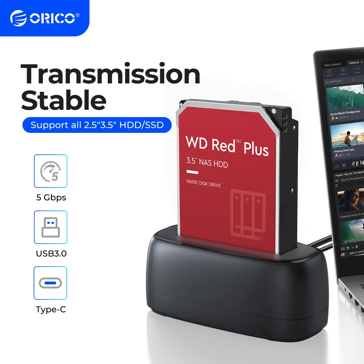 Orico sata to usb 3,0 Festplatten-Docking station für 2.5 "3.5" ssd Festplatten gehäuse 5 Gbit/s Geschwindigkeit HDD-Docking station Festplatten gehäuse Image