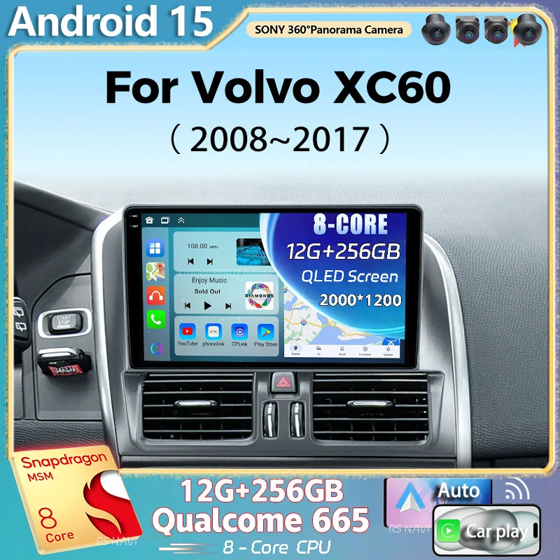 Android 15 Für Volvo XC60 2007 2010 2013 2014 2017 2K QLED Stereo Auto Radio Multimedia Video Player GPS 4G CarPlay Image
