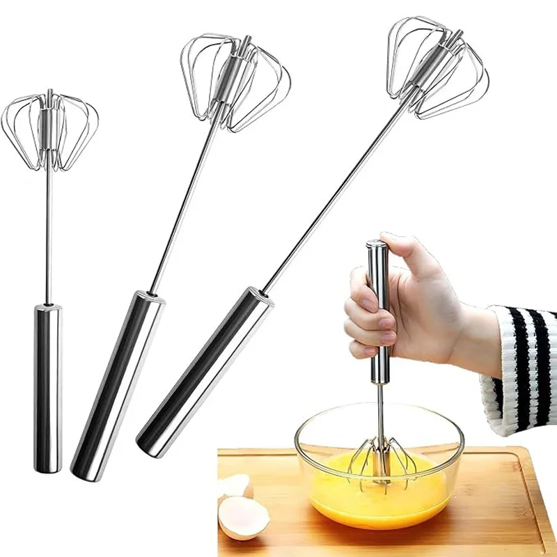 Frullino per le uova semiautomatico Frusta per uova in acciaio inossidabile Tipo di pressa manuale Miscelatore Agitatore per uova con rotazione automatica Utensili per uova da cucina