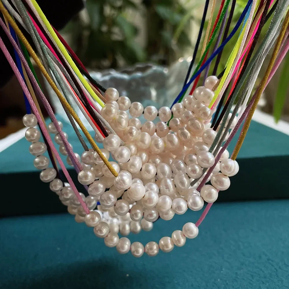 Vera collana di perle d'acqua dolce naturale per le donne ragazze piccolo Potao perla fascino sorriso pendolo girocollo collare gioielli da sposa Boho