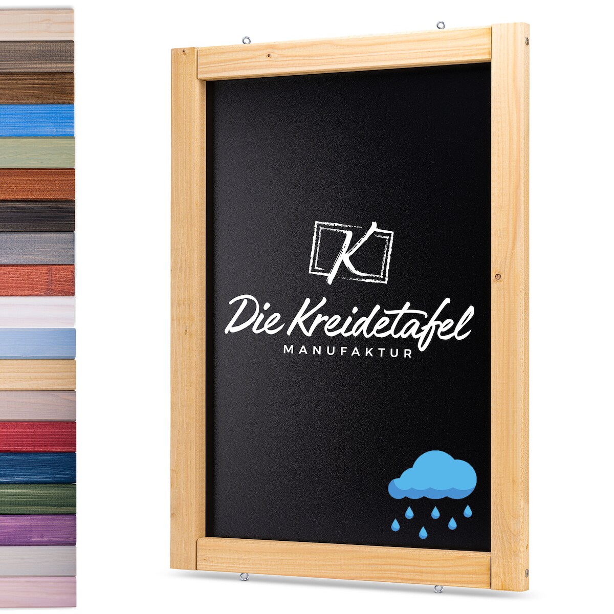 Die Kreidetafel Manufaktur Wetterfeste Outdoor Kreidetafel mit Holzrahmen / Eiche 55x150cm Image
