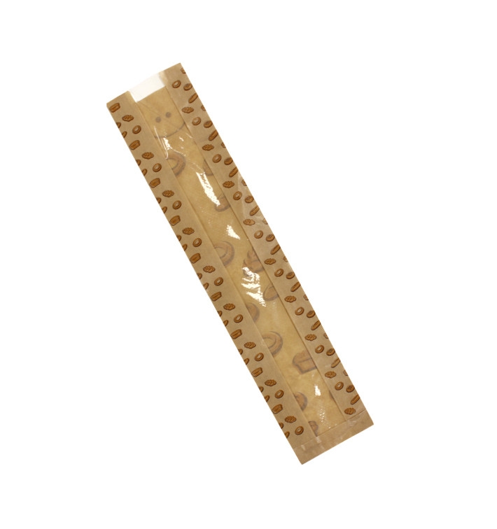 MONOUSO - Papiertüten Kraft Fenster "Panes" 14+7x55cm (125 Stück) Image