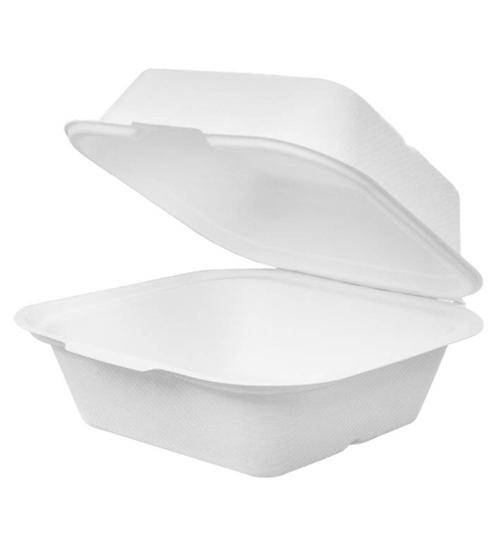MONOUSO - Burger-Box Zuckerrohr Weiß 150x150x80mm (600 Stück) Image