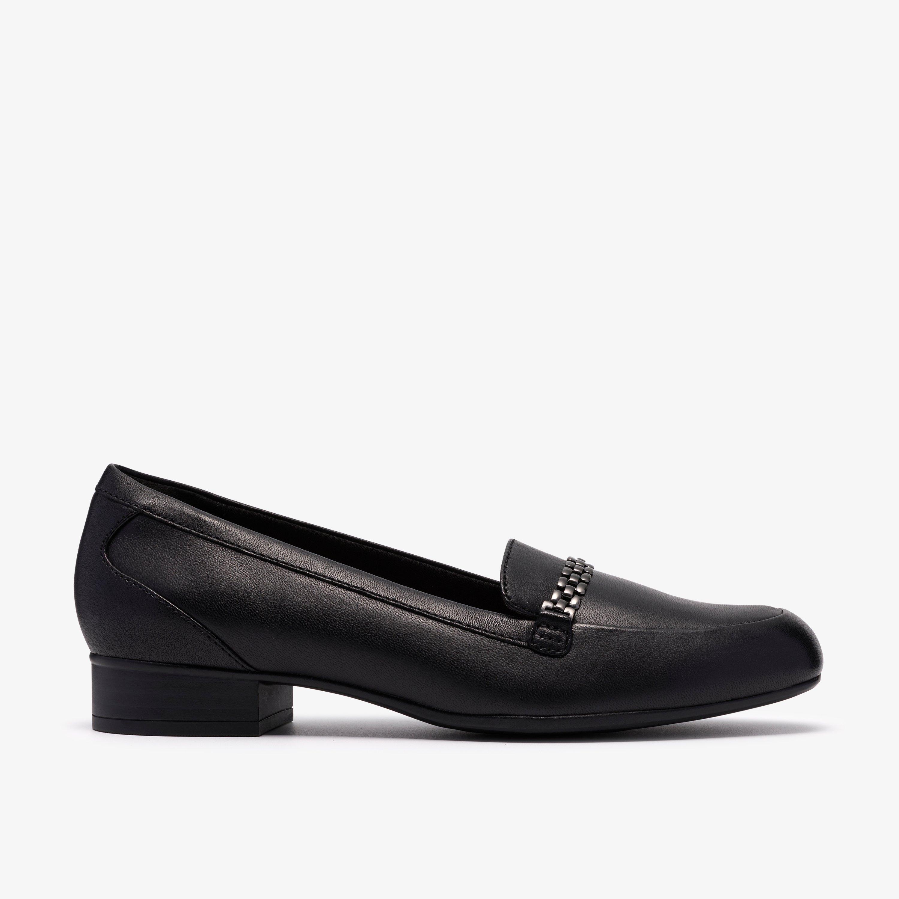 Clarks Womens Juliet Mia Black Leather Shoes - Size 8 Wide Fit (UK Shoe) | Clarks Sale | Discount Designer Brands