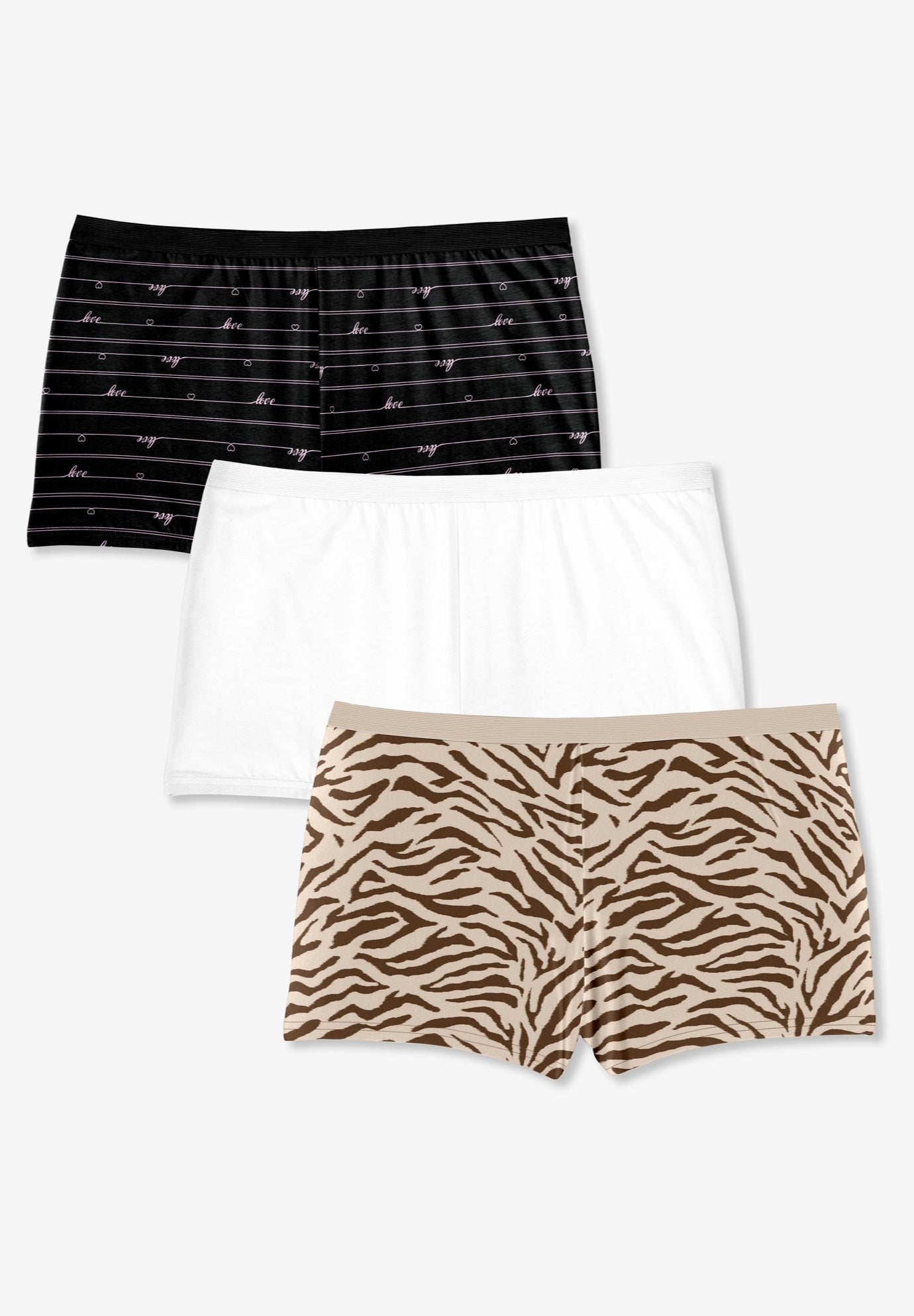 Plus Size Women's Boyshort 3-Pack by Comfort Choice in Animal Love Pack (Size 8) Underwear