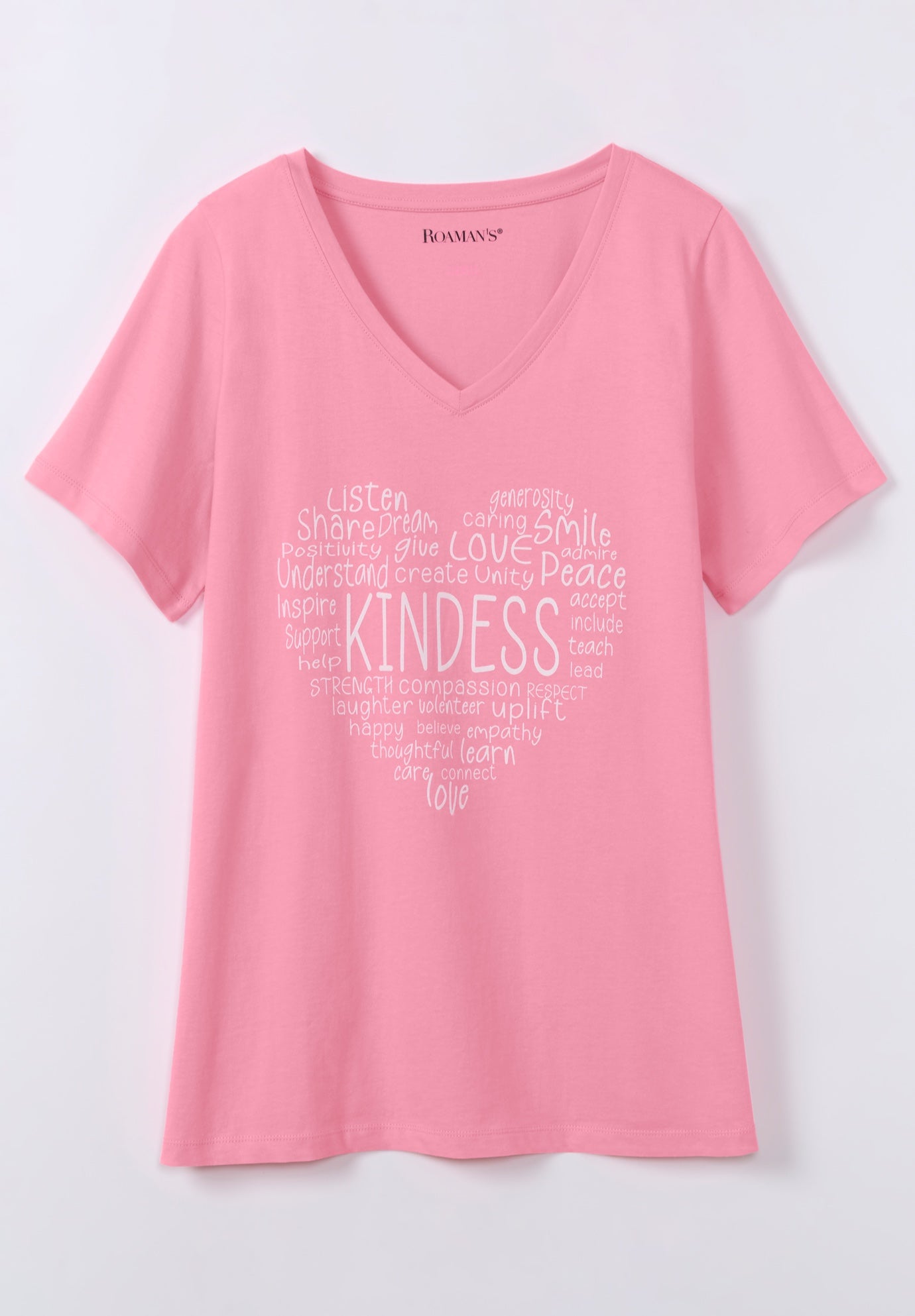 Plus Size Women's Graphic Tee by Roaman's in Fresh Pink Heart (Size 22/24)