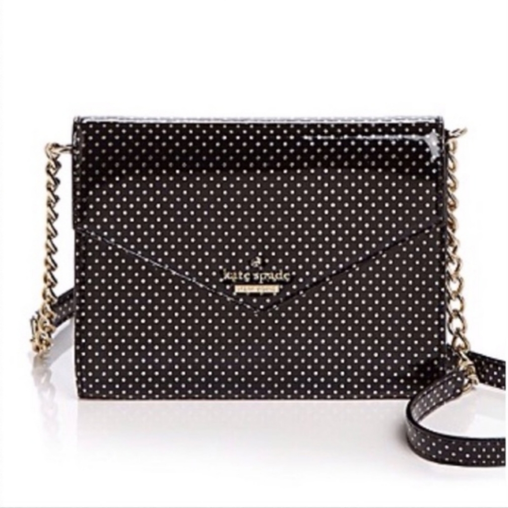 Kate Spade Bags | Kate Spade Lilac Street Dot Monday Crossbody Leather Handbag Purse | Color: Black/Gold | Size: 6.5"5"