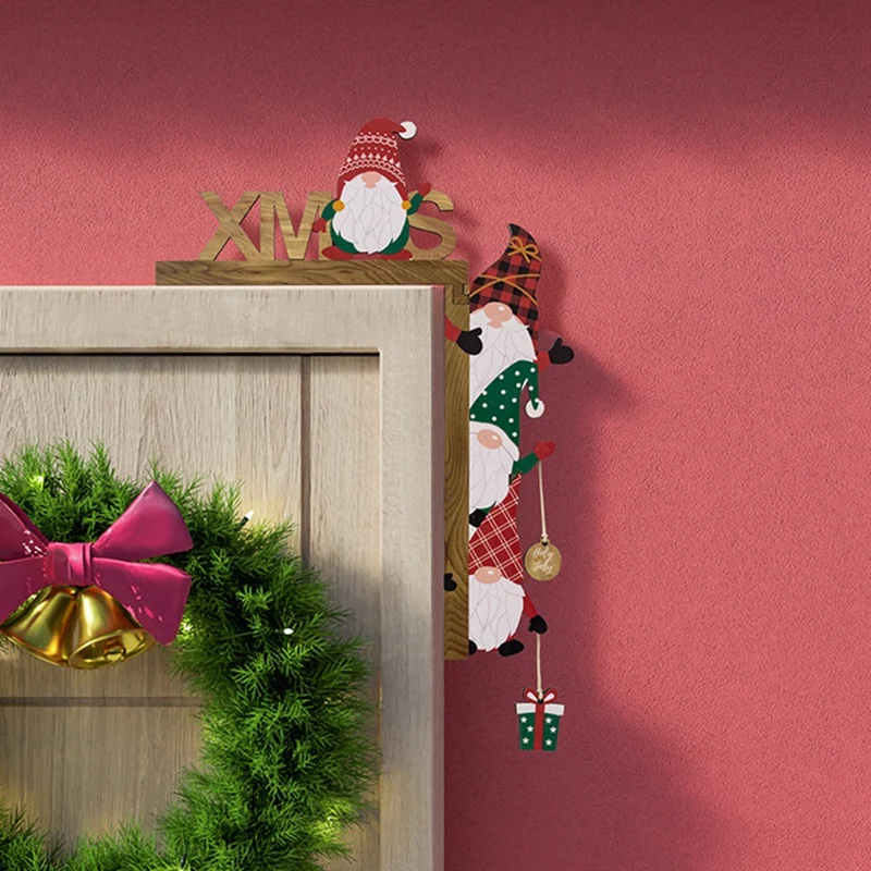 Weihnachten Holz Ecke Tür Rahmen Dekoration Cartoon Santa Claus Holz Dekor Weihnachten Holz Dekor für Zuhause Image