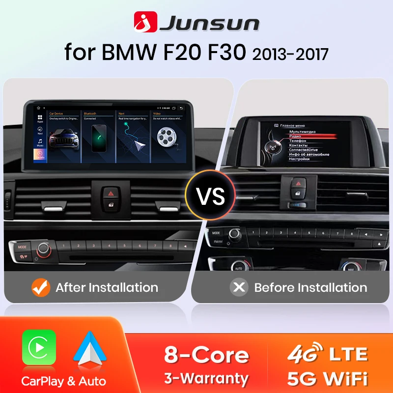 Junsun 1920*720 Drahtlose Carplay Android Auto Multimedia Auto Radio Für BMW 1 2 3 4 serie F20 F21 F22 F30 F31 F32 F33 F34 F36 Image