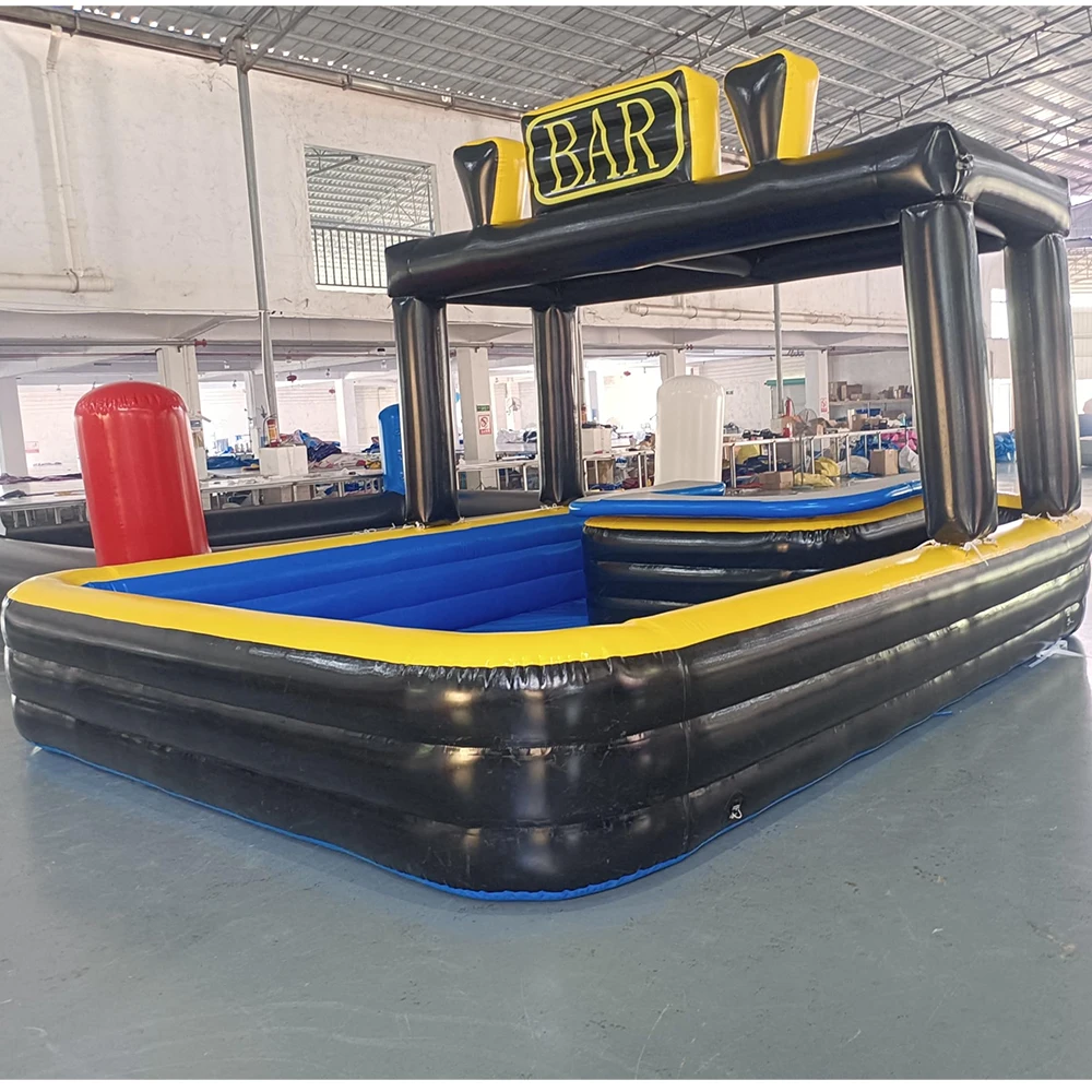 Aufblasbare Poolbar für den Außenbereich, 16,5 x 13 x 11 Fuß, PVC, aufblasbare Pub-Haus, aufblasbare Poolbar für Party, Hinterhof, Terrasse, Pool Image