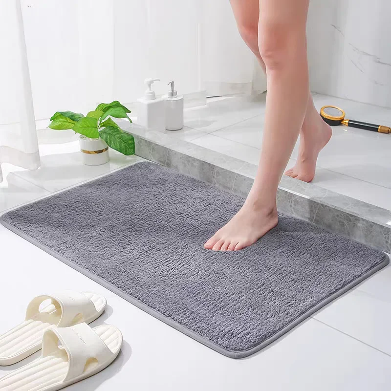 1PC Wasser Absorption Anti Slip Bad Matte Verdickt Bad Teppich Langes Haar Teppich Maschine Waschbar Langlebig Image