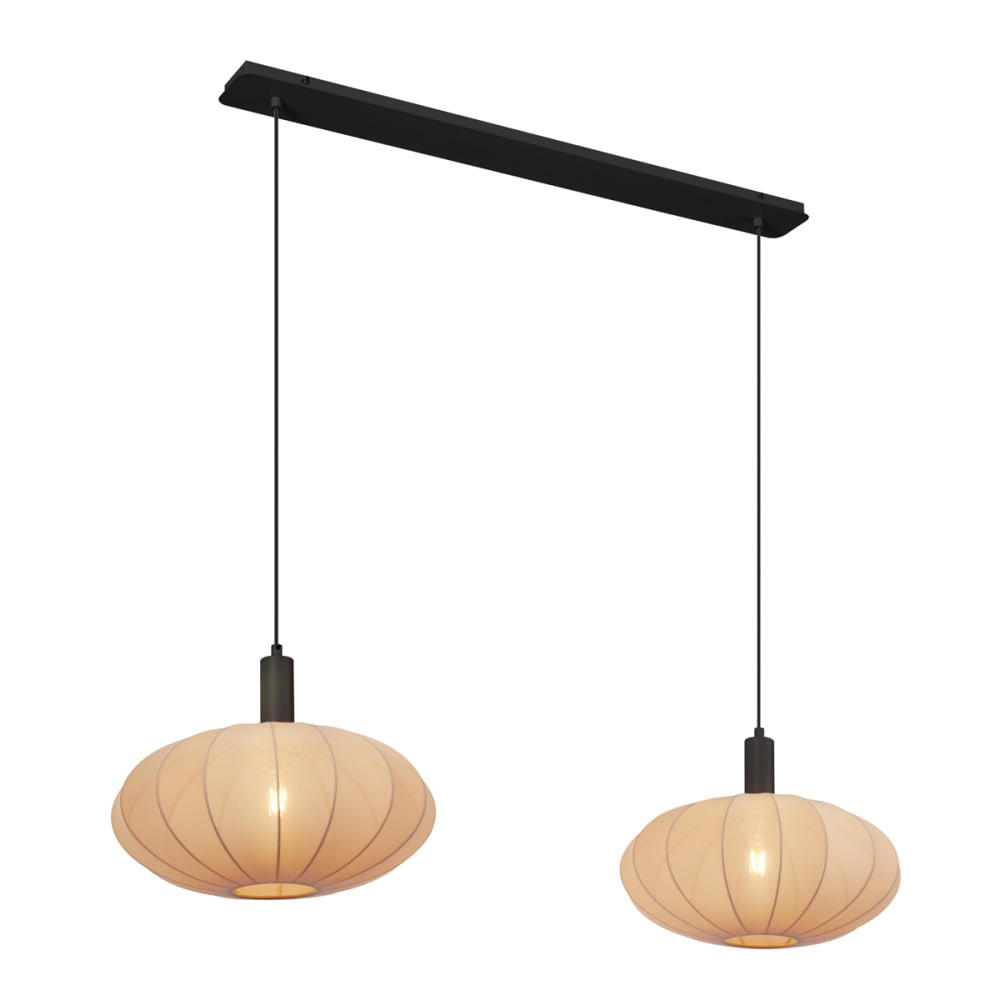 Suspension Japandi noire abat-jour tissu marron