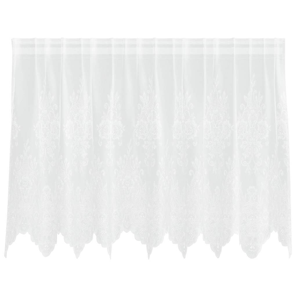 vidaXL Spitzenvorhang mit Vorhängen Floral Weiß 100 x 200 cm Polyester Image