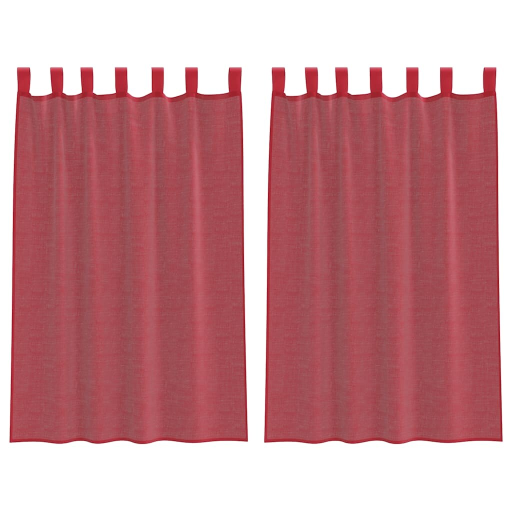 vidaXL Voile Vorhänge mit Stangentaschen 2 Stk. Weinrot Image