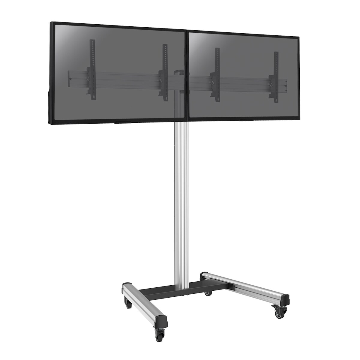KIMEX - Halterung auf Rollen für 2 TV-Bildschirme 50'' - 55'' - Höhe 175cm - Neigbar Image