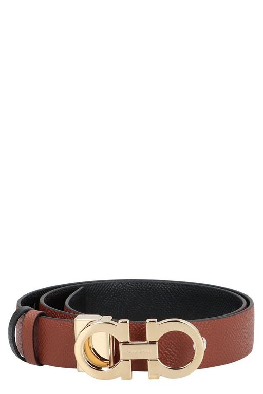 Gancini Reversible Leather Belt - White - Ferragamo Belts