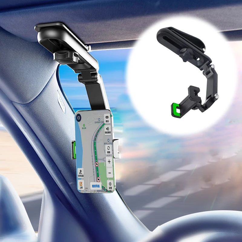 Clip für Autotelefonhalterung, um 1080 Grad drehbar und faltbar, universelle Passform für Auto-Sonnenblende/Rückspiegel/Lenkrad Image