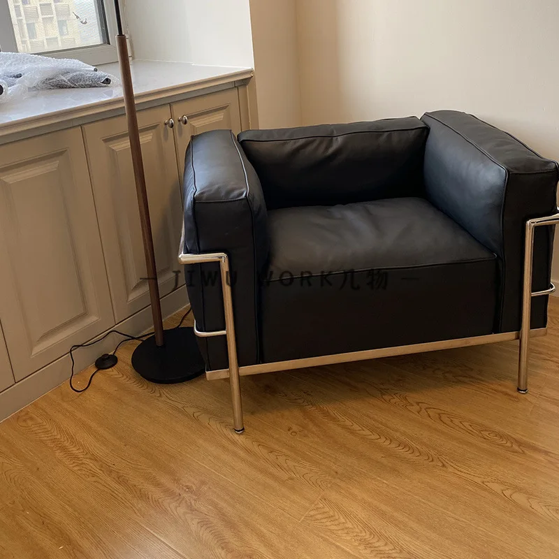 Corbusier Ledersofa, mittelalterliches italienisches minimalistisches Wohnzimmersofa