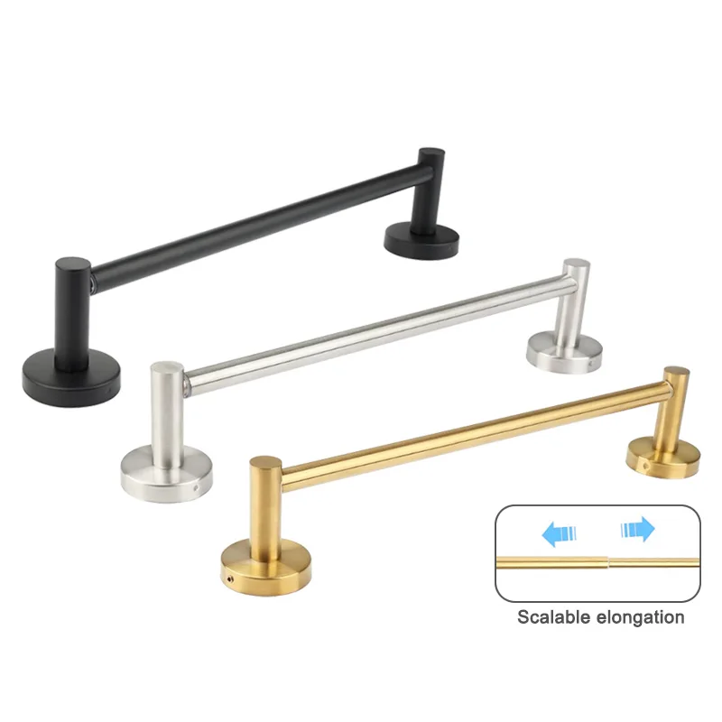 Stainless steel extendable towel rack, kitchen and bathroom towel bar, adjustable perforated wall mounted
