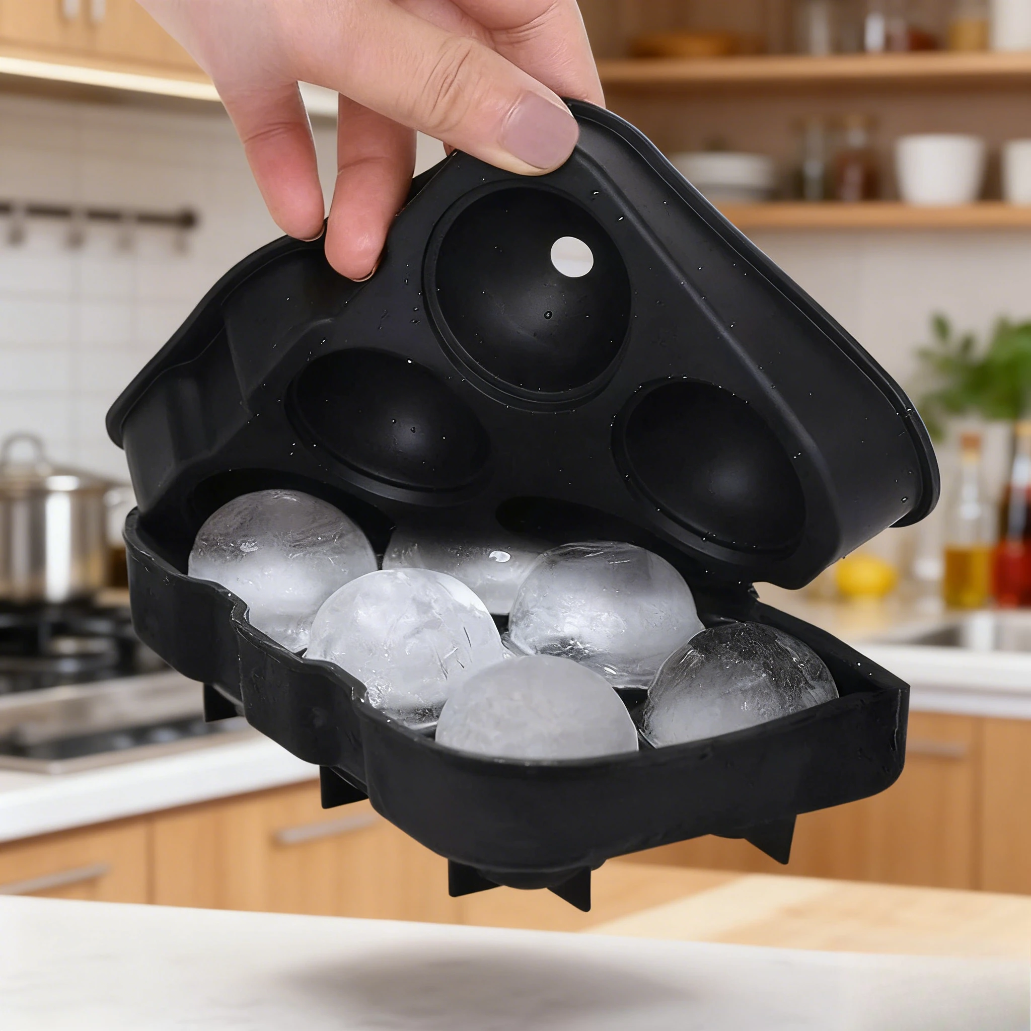 6-Gitter große Silikon-Eisballform, langlebige Eismaschine, Tablett für Whiskey, Cocktail, Bar, Küchenbedarf, Bar, Kneipe, Küchenzubehör Image