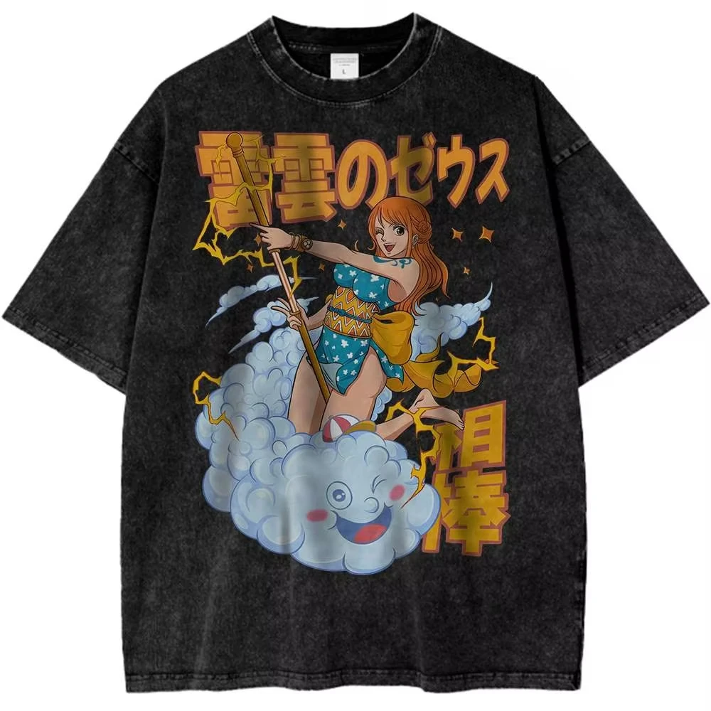 ONE PIECE Sommer 2025, neues Nico Robin Ruffy Gear Shirt, Anime-Retro-T-Shirt, Designer-Illustrationsmuster, Straßensport, Harajuku Image