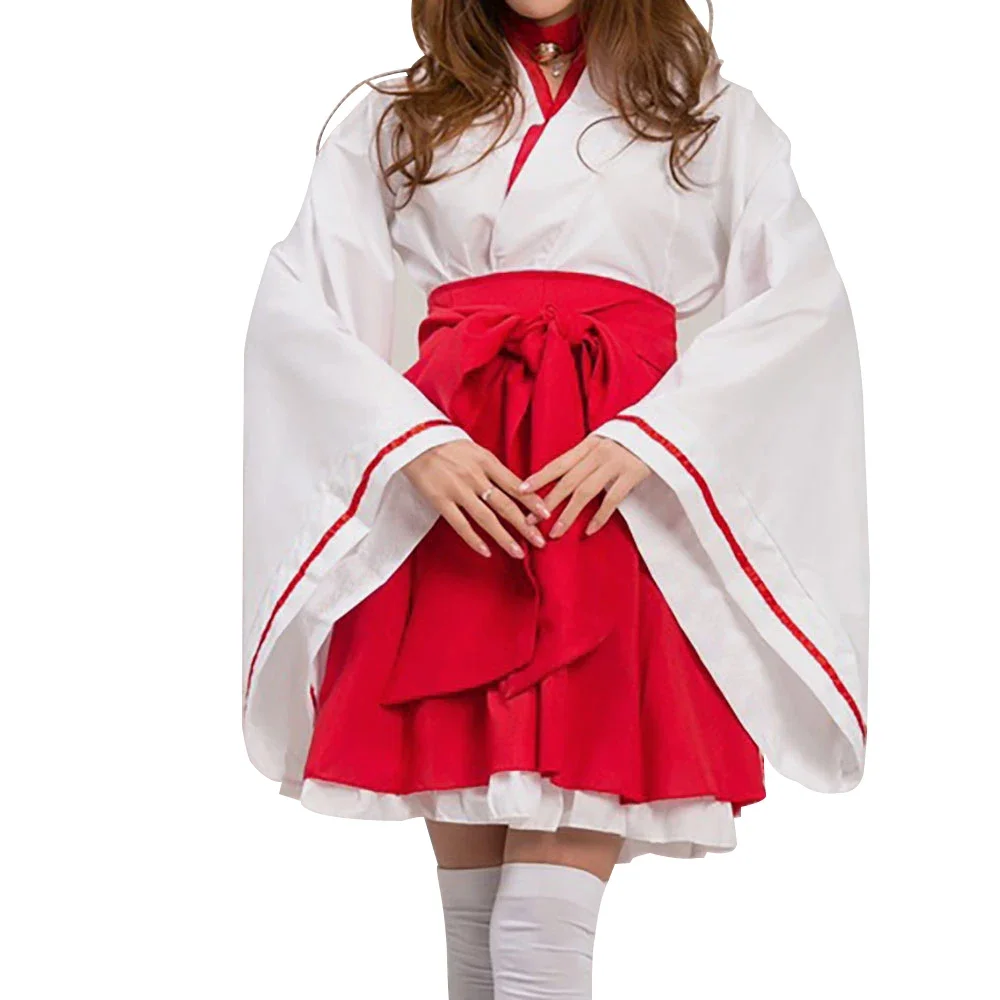 S-4XL Plus Size Japanischer Anime Kikyo Kimono Cosplay Damen Miko Kostüm Fox Spirit Kitsune Kami Oinari Sama Hexe Kostüm Image