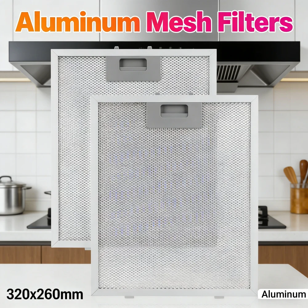 2 Stück Aluminium-Dunstabzugshaubenfilter, 320 x 260 mm, Dunstabzugshaubenfilter, Küchen, Dunstabzugshauben, Ölfilter für Zuhause, Küche, Dunstabzugshauben-Zubehör Image