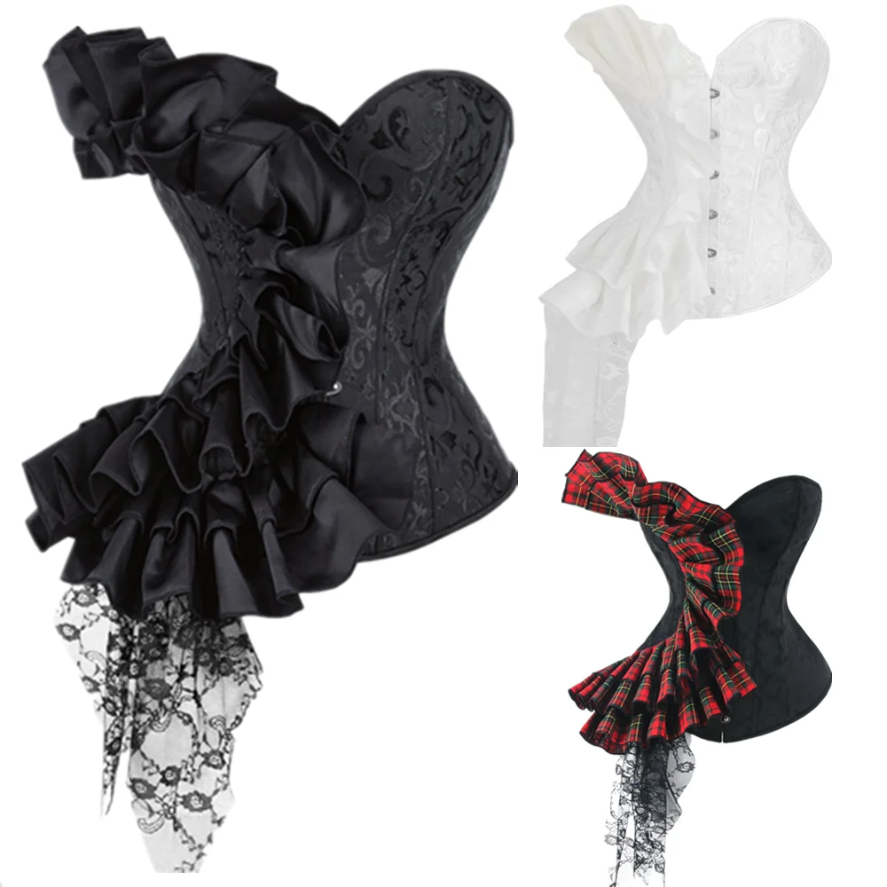 Vintage viktorianische Korsetts für Frauen, sexy Spitze, Blumenkorsett, Oberteil, Übergröße, Gothic-Bustiers, Rot, Weiß, Schwarz