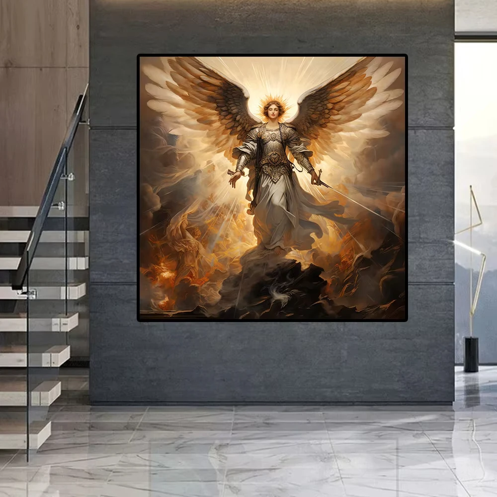 Religion Digitales Ölgemälde Diy Bibel Engel St. Michael Malen nach Zahlen Geschenke für Bars Wohnzimmer Home Decor Rahmenlos Image