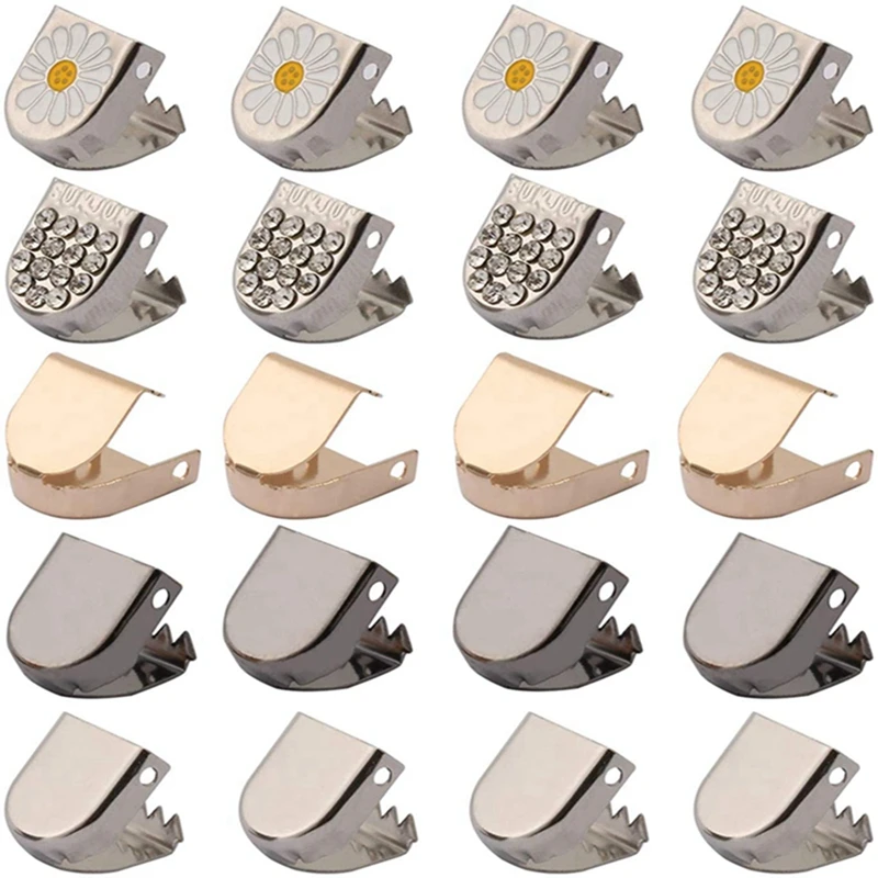 Daisy Push Button Schnürsenkel-Schnallen-Set, Diamant-Metallschloss für flache Schuhe, DIY Sneaker-Schloss, 4 flache Schnürsenkel-Schnalle mit Knopf